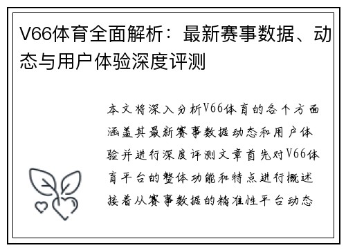 V66体育全面解析：最新赛事数据、动态与用户体验深度评测
